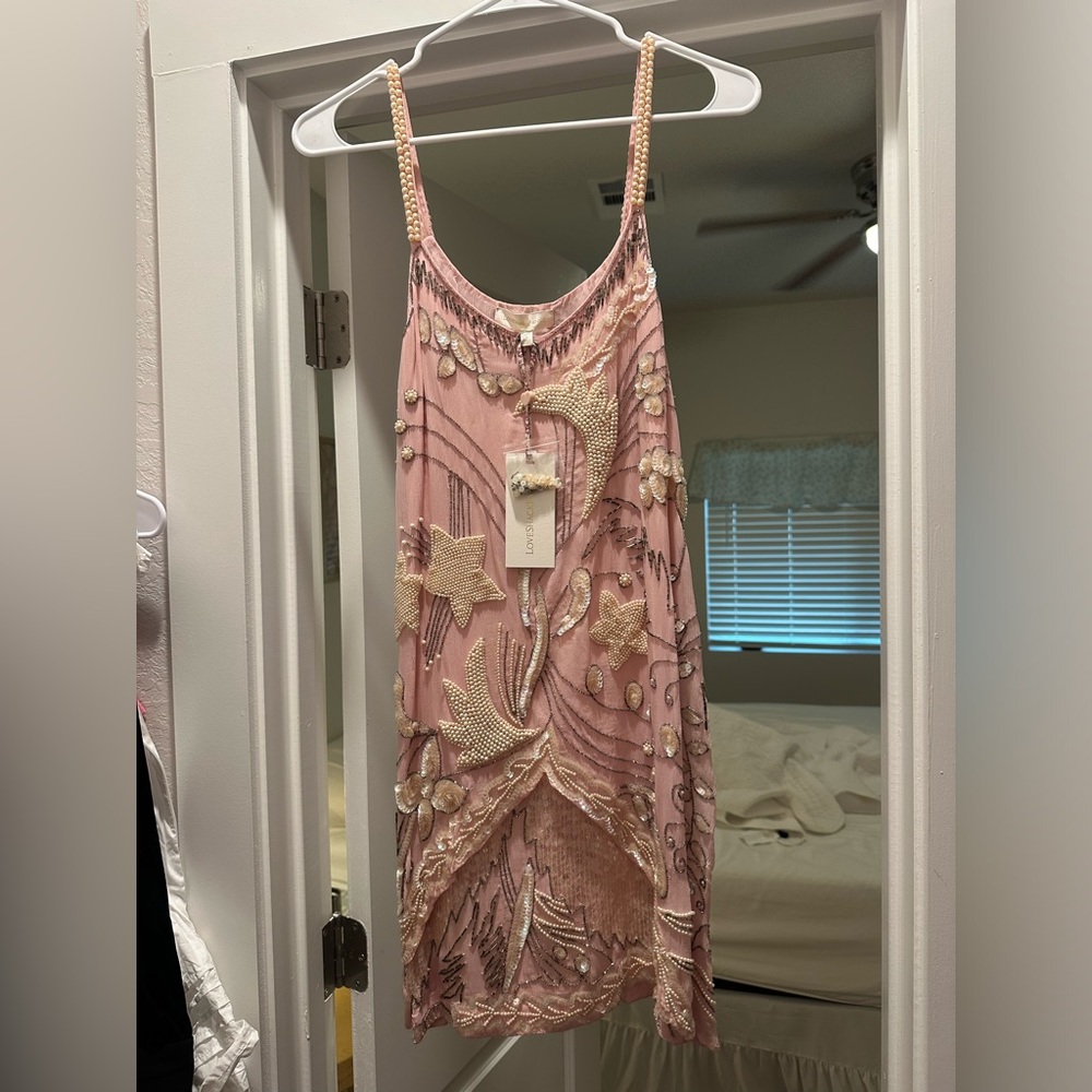 LoveShackFancy pinto dress blush pink